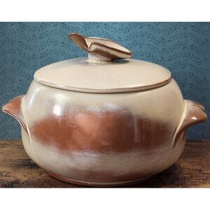 Frankoma Pottery 4V Covered Casserole/Bean Pot Desert Gold